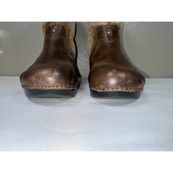Dansko Harper Brown Oiled Leather Shearling Lined Calf Foldover Ankle Boots US 8 - Picture 3 of 12